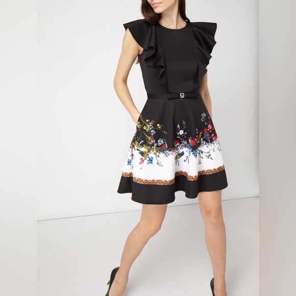 Ted Baker Dresses & Skirts - Ted Baker Shaelin Skater Dress in Opulent Fauna with Builtin Belt Size 2/US 4-6